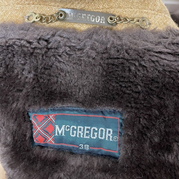 Vintage McGregor 70s Men’s Sherpa Lined Heavy Winter Jacket Pea Coat Tan Sz 38 - Picture 6 of 13